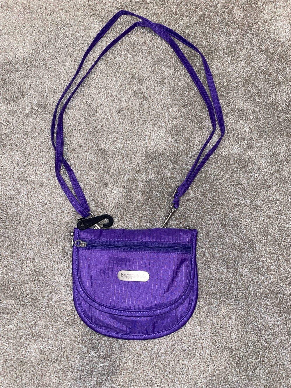 Baggallini Crossbody Purse Convertible Belt Bag Travel Wallet Purple Nylon